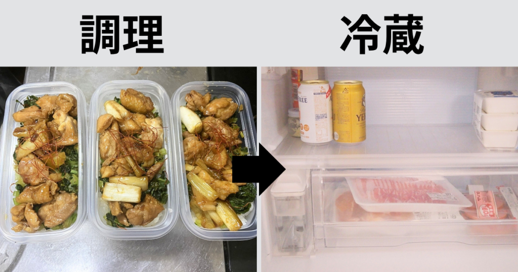 下処理した食材を冷蔵保存する様子のイメージ